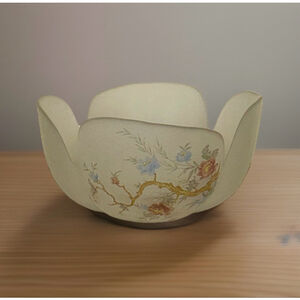 Vintage Viking USA Satin Frosted Hand Painted 4 Petal Lotus Dish